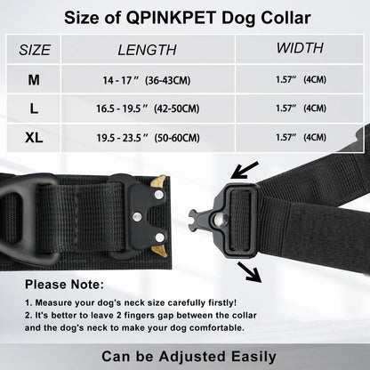 Tactical AirTag Dog Collar – Heavy-Duty Metal Buckle for Large and Medium Dogs