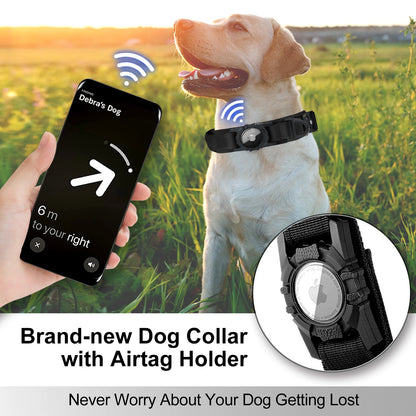 Tactical AirTag Dog Collar – Heavy-Duty Metal Buckle for Large and Medium Dogs